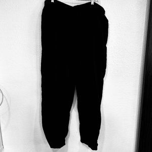 Jockey Track Pants Mens 2X Nylon Elastic Drawstring Waist Lined Black Ankle Zip